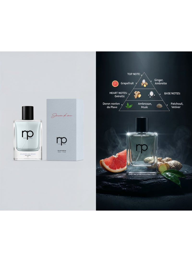 Nose Paris Journee De Reve (Dreamy Day) Unisex - Eau de Parfum, 50ml - Fresh Citrus & Woody Ambroxan Scent - Image 4